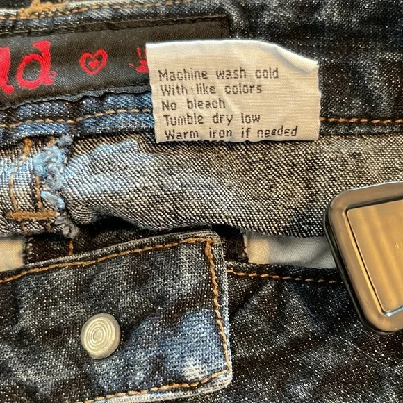 Mudd Blue Denim Y2K Mini Skirt With 5 Pockets and Slit up the Front Size 11 - Picture 10 of 10